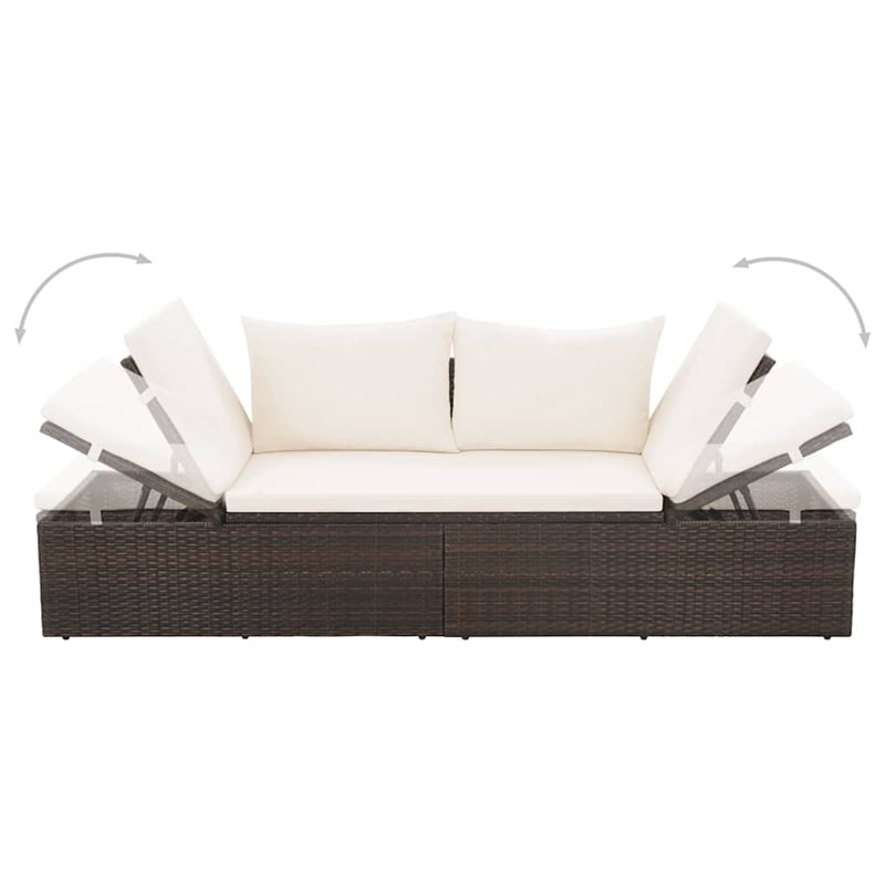 vidaXL Outdoor Lounge Bed in Brown and Cream White