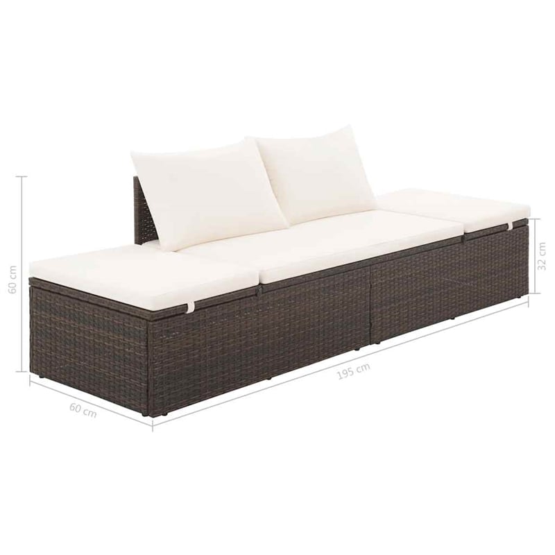 vidaXL Outdoor Lounge Bed in Brown and Cream White