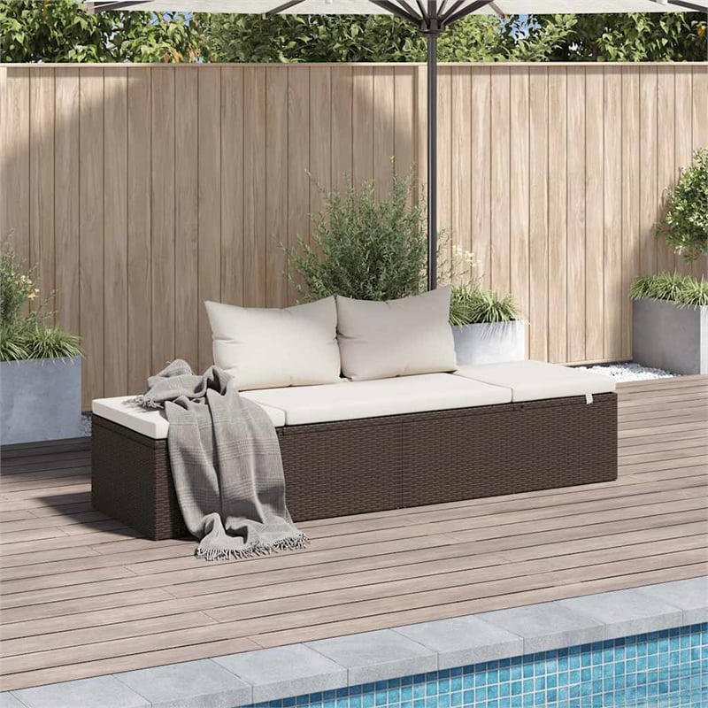 vidaXL Outdoor Lounge Bed in Brown and Cream White