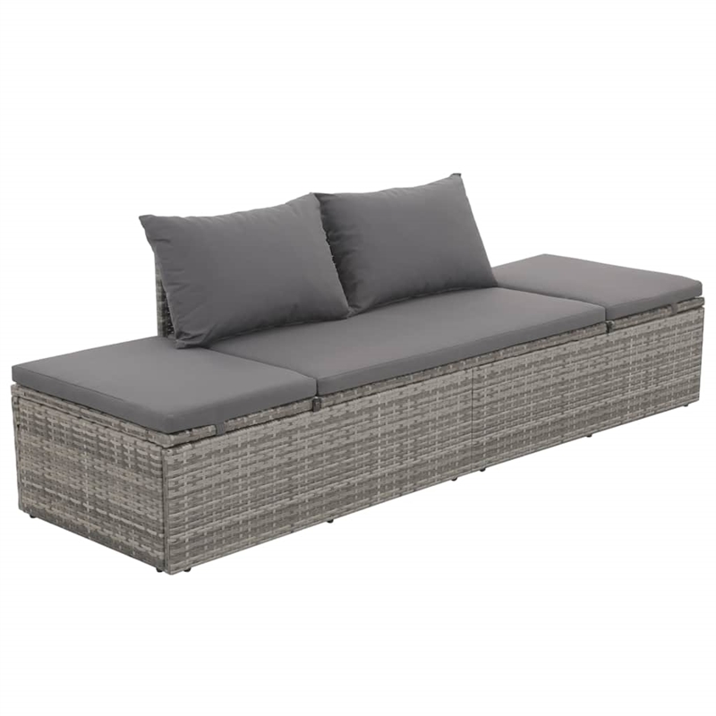 vidaXL Polyethylene Rattan Lounge Bed in Gray/Dark Gray