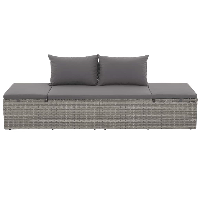 vidaXL Polyethylene Rattan Lounge Bed in Gray/Dark Gray