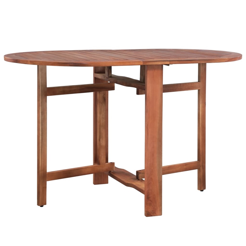 vidaXL Solid Acacia Wood Medium Foldable Dining Table in Brown
