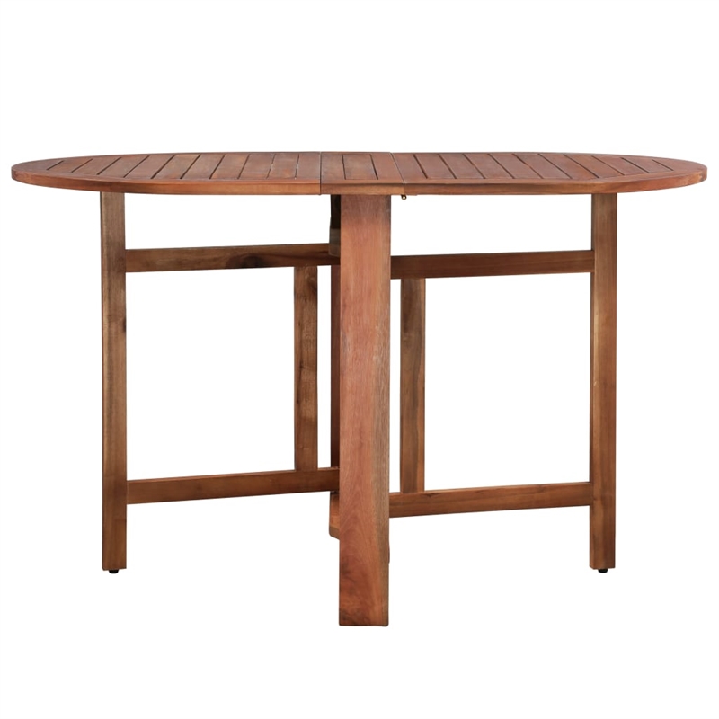 vidaXL Solid Acacia Wood Medium Foldable Dining Table in Brown