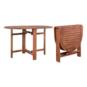 vidaXL Solid Acacia Wood Medium Foldable Dining Table in Brown