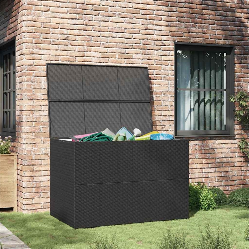 vidaXL PE Rattan Outdoor Storage Box in Black