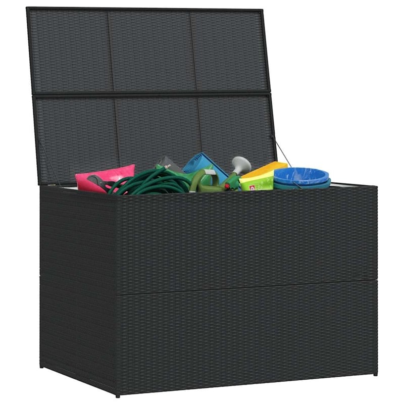 vidaXL PE Rattan Outdoor Storage Box in Black