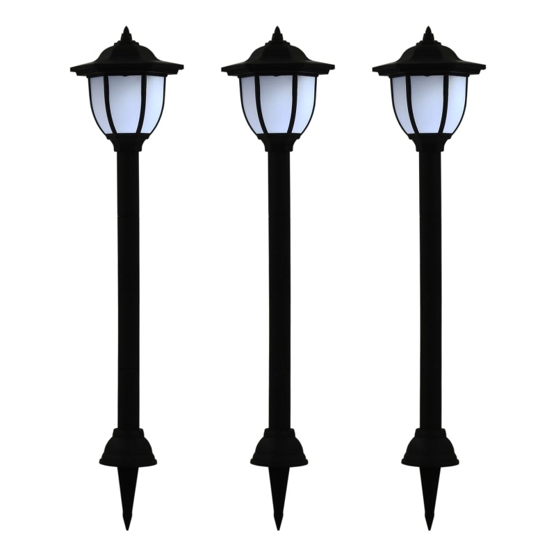 vidaXL Polypropylene Standard Solar Lamp in Black (Set of 3)