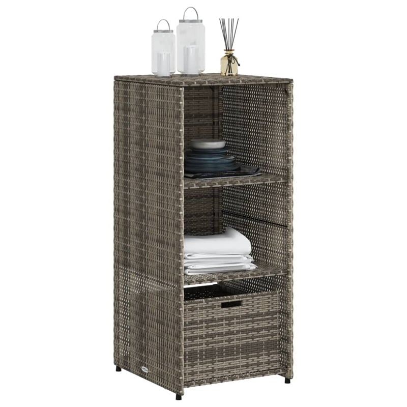 vidaXL PE Rattan Garden Storage Cabinet in Grey