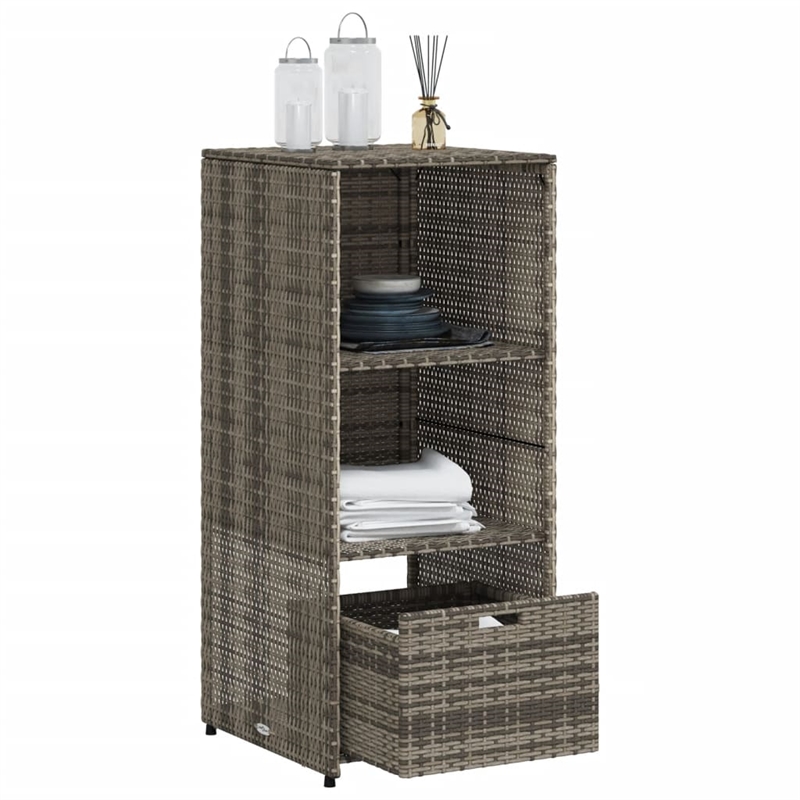 vidaXL PE Rattan Garden Storage Cabinet in Grey