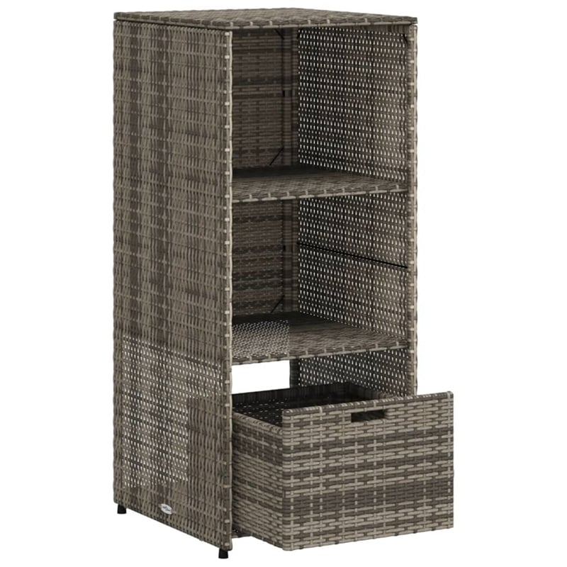 vidaXL PE Rattan Garden Storage Cabinet in Grey