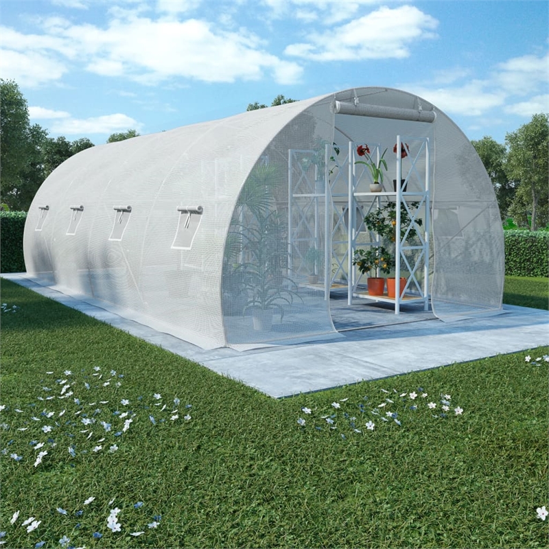 vidaXL Galvanized Steel Greenhouse in White