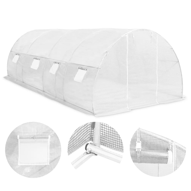 vidaXL Galvanized Steel Greenhouse in White