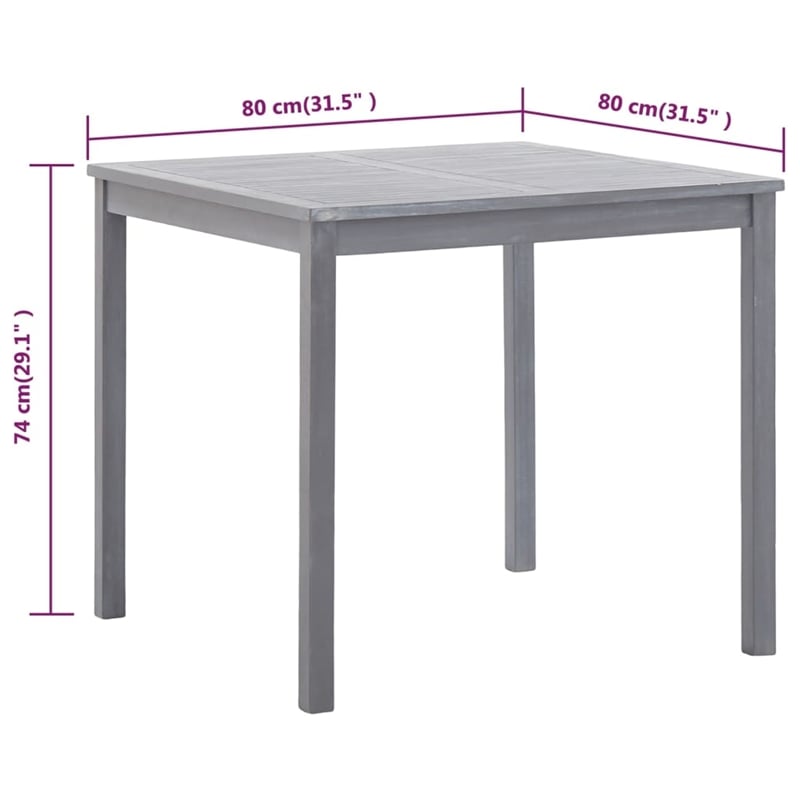 vidaXL Solid Acacia Wood Table in Gray
