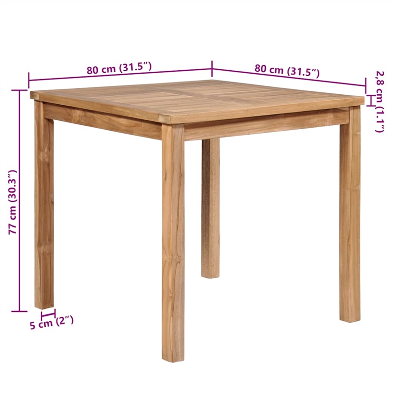 vidaXL Solid Teak Wood Standard Table in Natural/Brown
