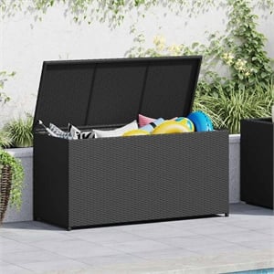 vidaXL Powder-Coated Steel Storage Chest in Black
