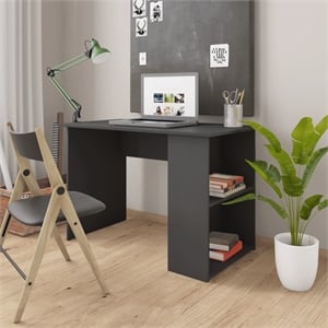 vidaXL Rectangular Engineered Wood Medium Desk in Grey