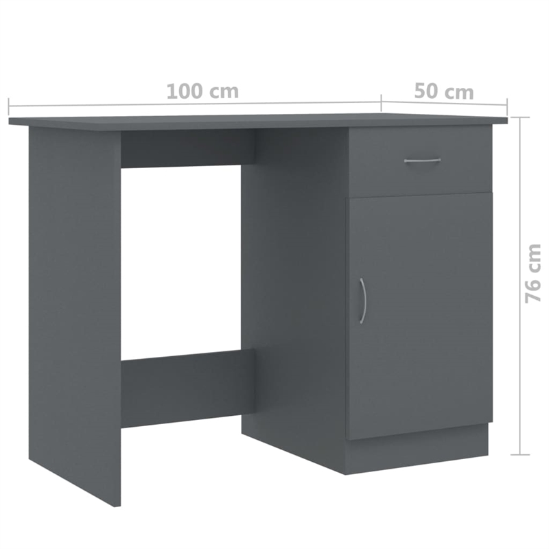vidaXL Engineered Wood Desk in Gray