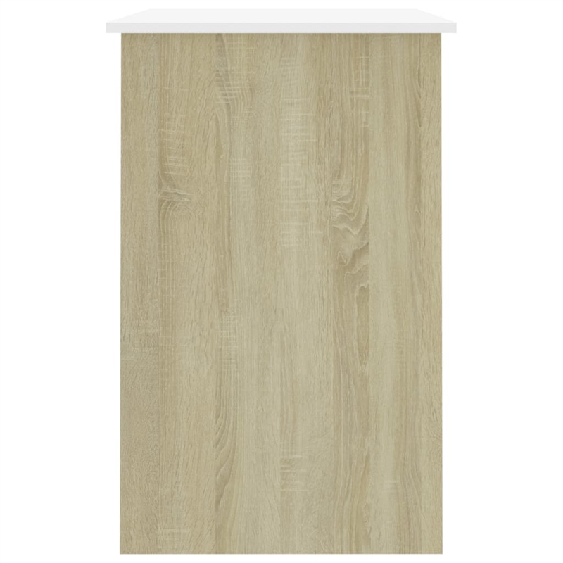 vidaXL Engineered Wood Medium Desk in White/Sonoma Oak