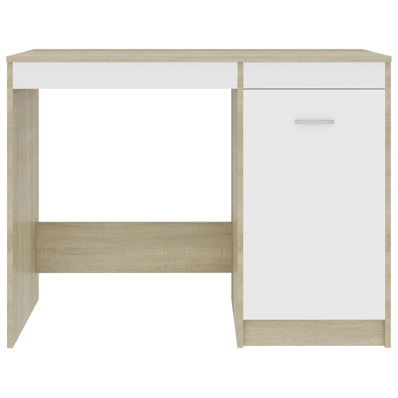 vidaXL Engineered Wood Medium Computer Desk in White/Sonoma Oak