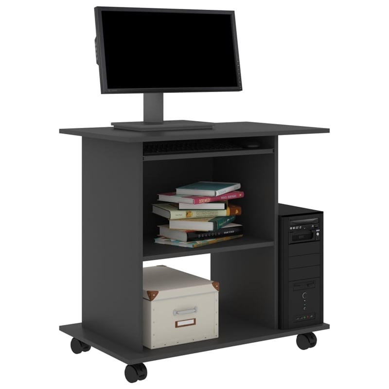 vidaXL Engineered Wood Compact Computer Desk in Gray
