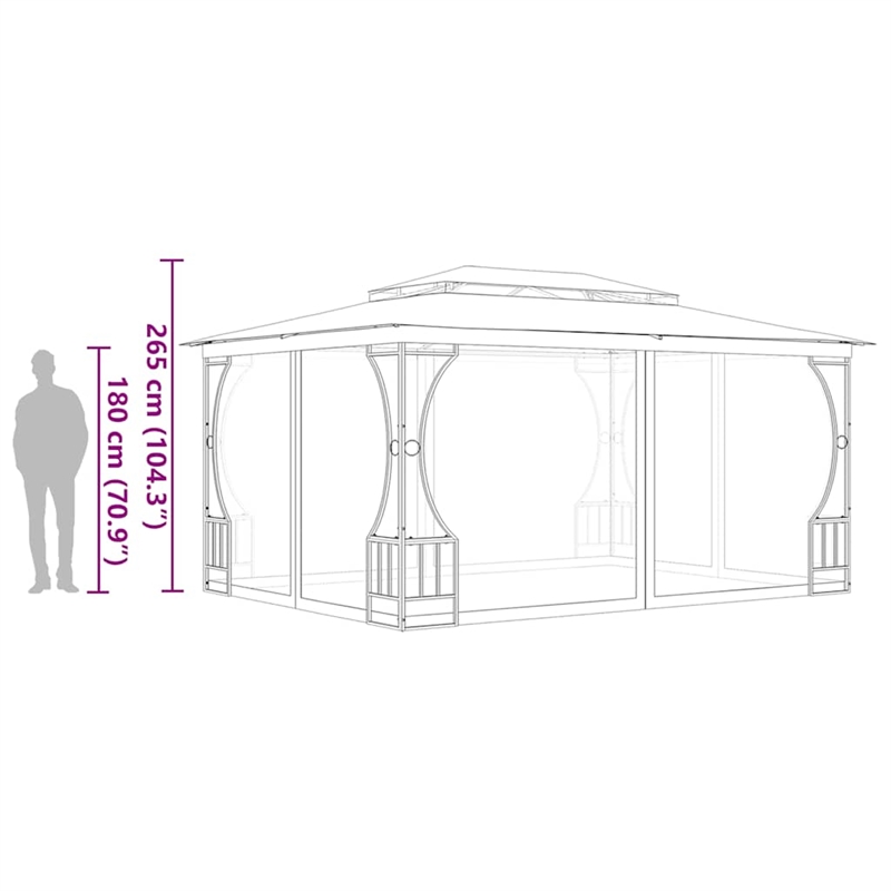 vidaXL 9.8'x13.1'x8.7' Gazebo with Nets in Cream