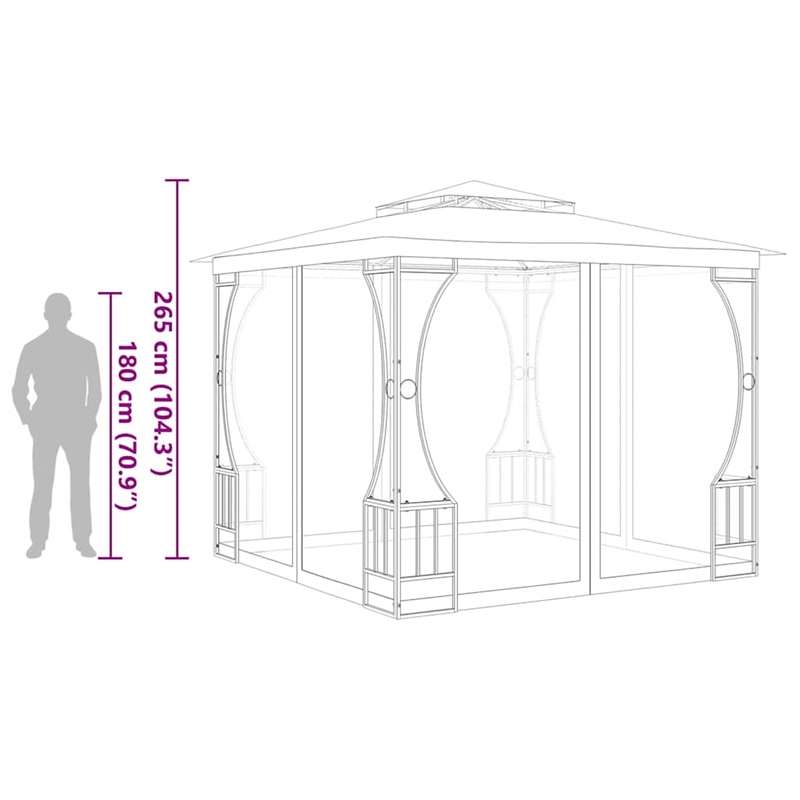 vidaXL 9.8'x9.8'x8.7' Gazebo with Nets in Anthracite