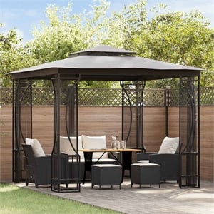 vidaXL 9.8'x9.8'x8.7' Gazebo with Nets in Anthracite