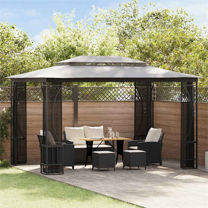 vidaXL 9.8'x13.1'x8.7' Gazebo with Nets in Anthracite