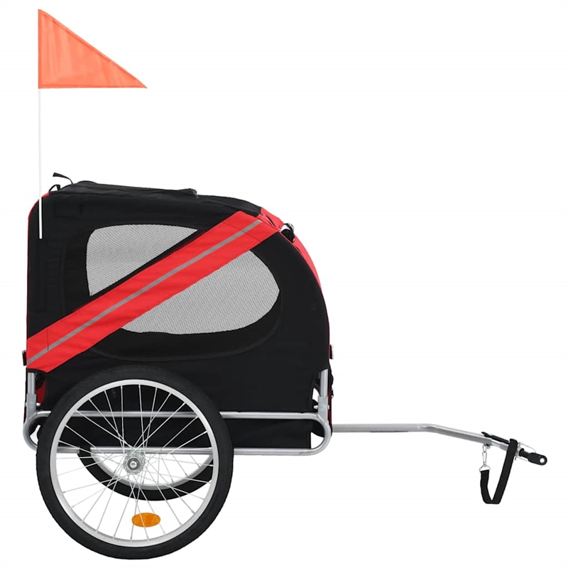 vidaXL Fabric and Steel Collapsible Pet Bike Trailer in Red and Black