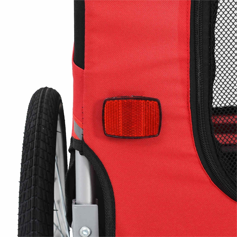vidaXL Fabric and Steel Collapsible Pet Bike Trailer in Red and Black