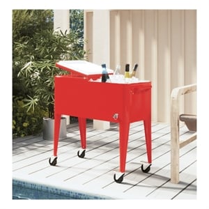 vidaXL 36.2&quotx16.9&quotx35&quot Cooler Cart with Wheels in Red
