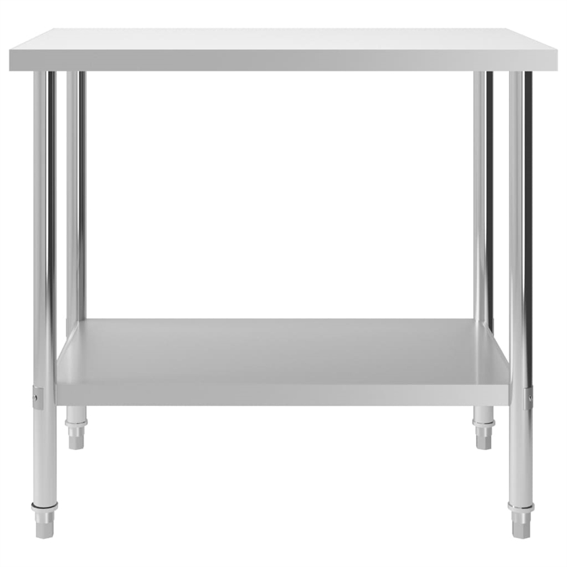 vidaXL Stainless Steel Kitchen Work Table in White