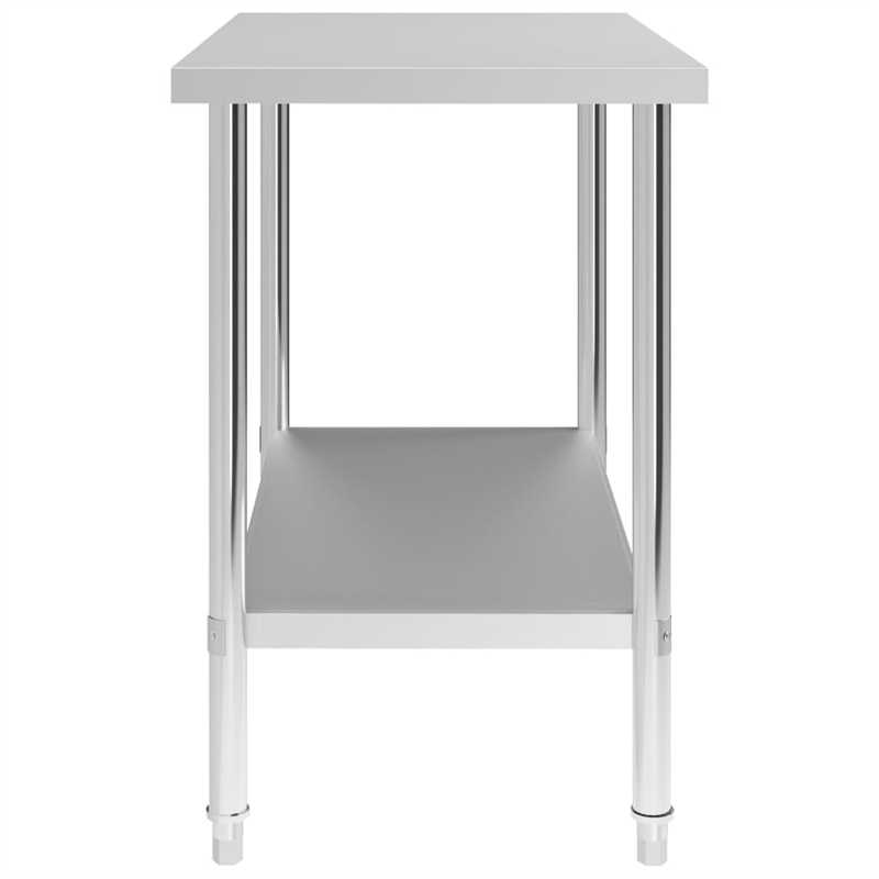 vidaXL Stainless Steel Kitchen Work Table in White