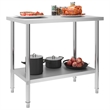 vidaXL Stainless Steel Kitchen Work Table in White
