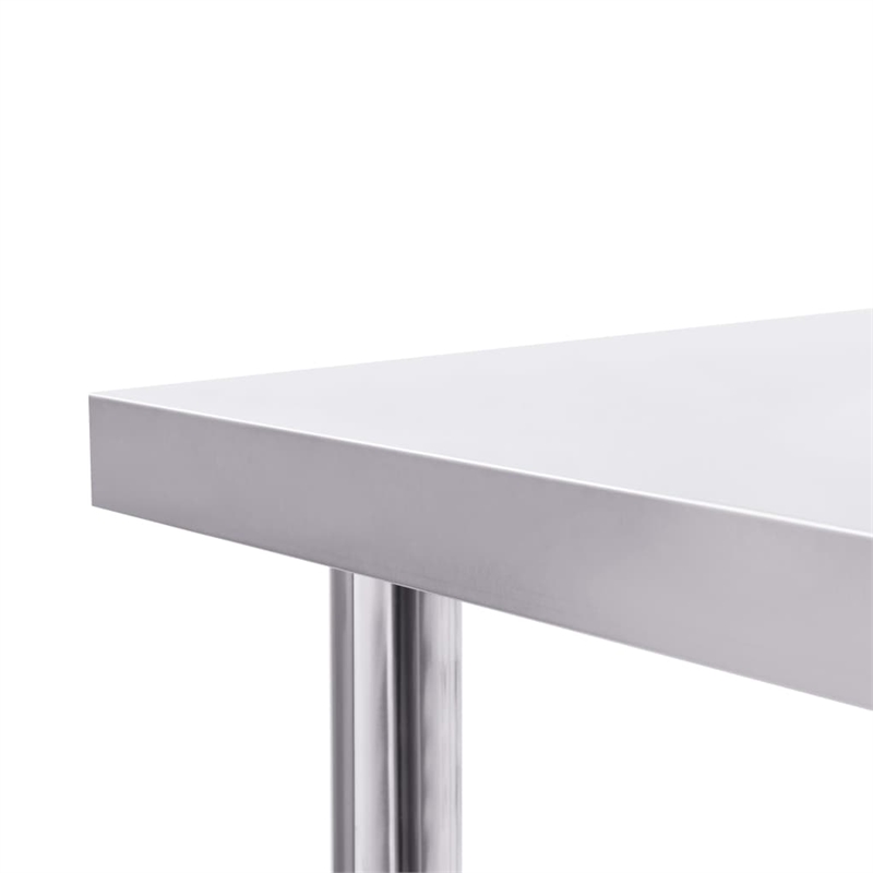 vidaXL Stainless Steel Kitchen Work Table in White