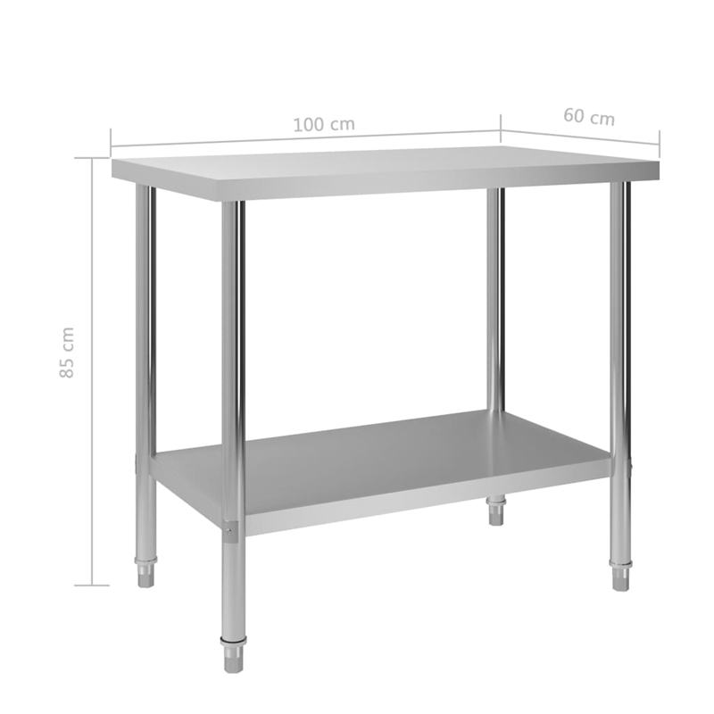 vidaXL Stainless Steel Kitchen Work Table in White