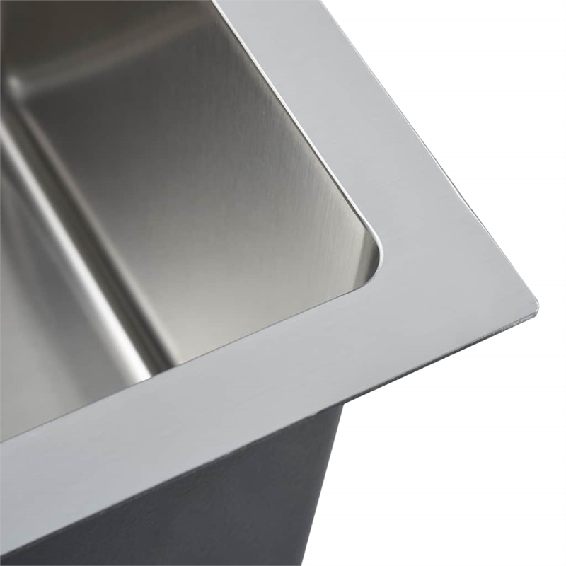 vidaXL Stainless Steel Handmade Kitchen Sink in Silver