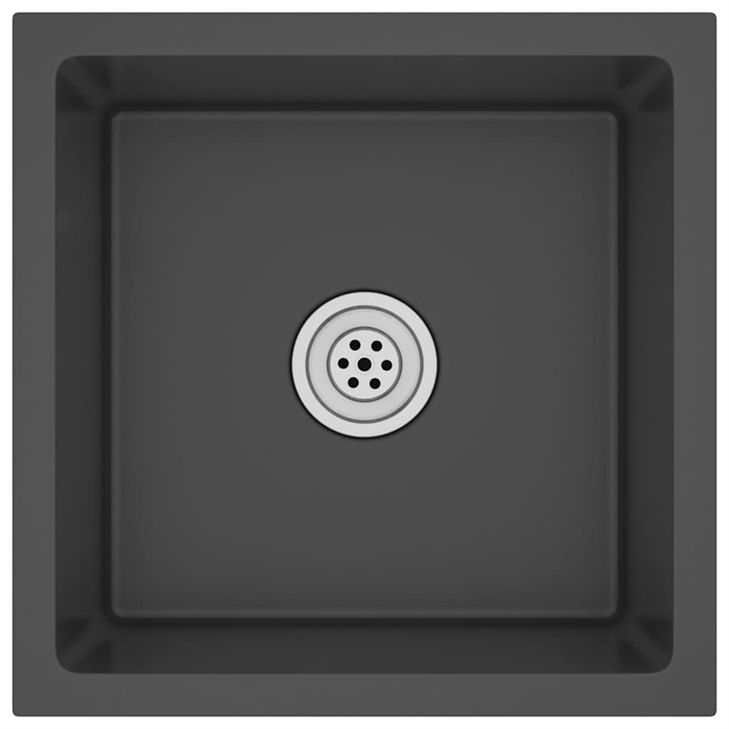 vidaXL Stainless Steel Handmade Kitchen Sink in Black