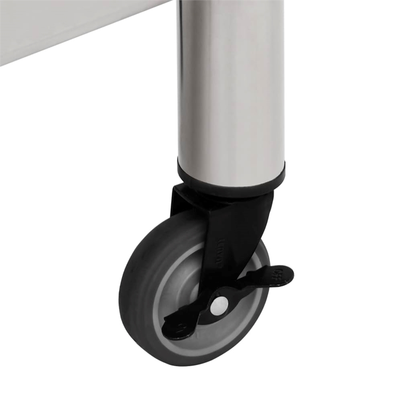 vidaXL Stainless Steel Kitchen Work Table with Wheels in White