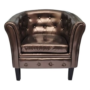 vidaXL  Wooden Frame and Faux Leather Chair in Chesterfield Brown
