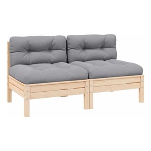 vidaXL 2-seater Garden Sofa in Grey (Set of 2)