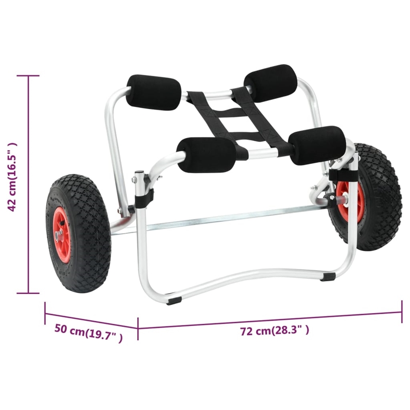 vidaXL Aluminum Kayak Cart in Black/Red