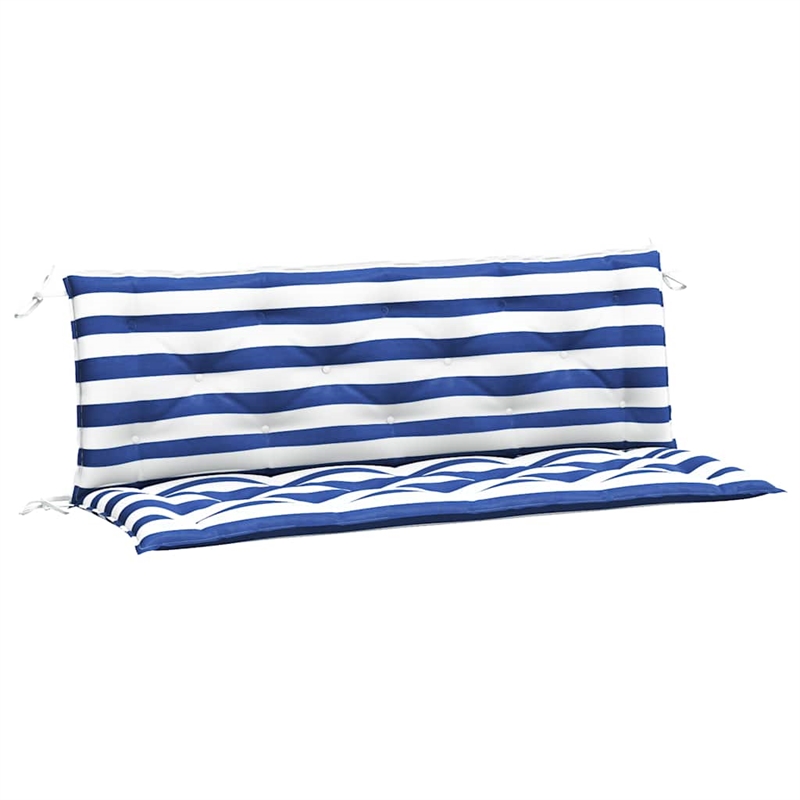 vidaXL Garden Bench Cushion Blue and Stripe in White (Set of 2)