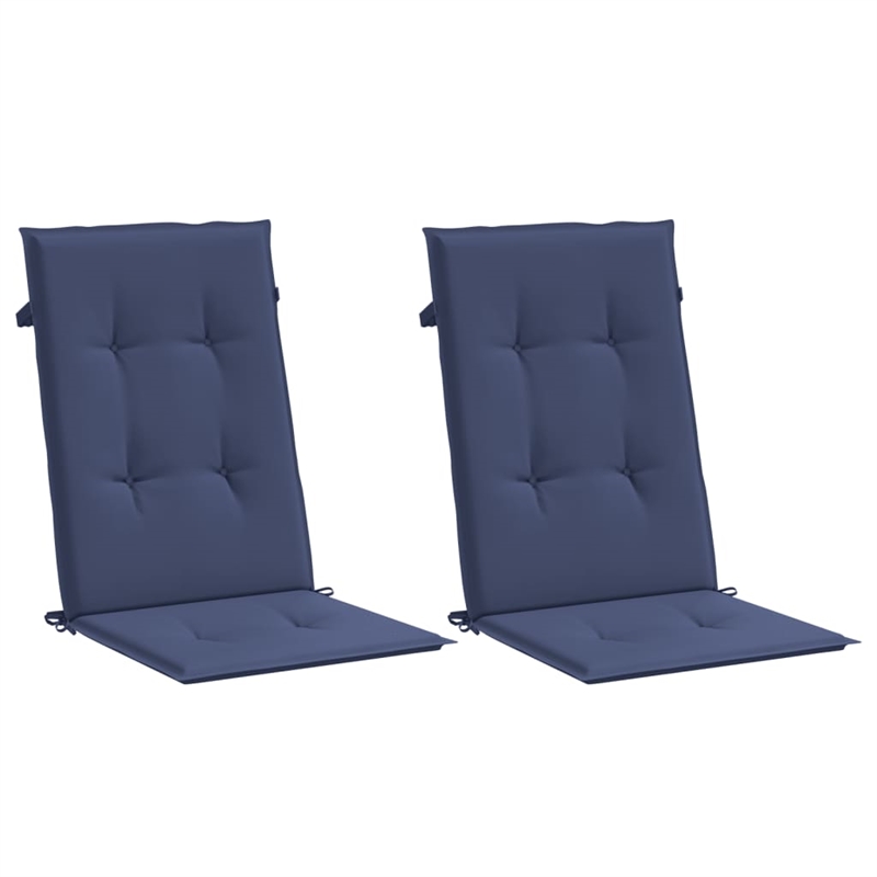 vidaXL Highback Chair Cushion in Navy Blue (Set of 2)