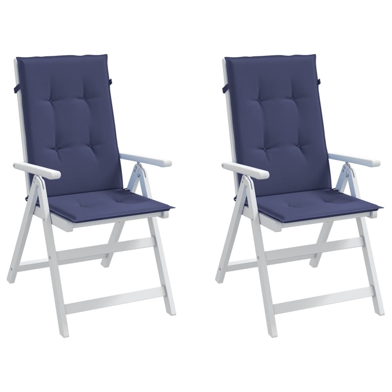 vidaXL Highback Chair Cushion in Navy Blue (Set of 2)