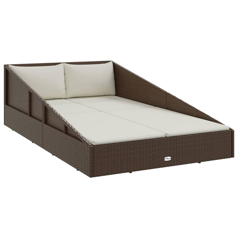 vidaXL PE Rattan Daybed in Brown/Cream White