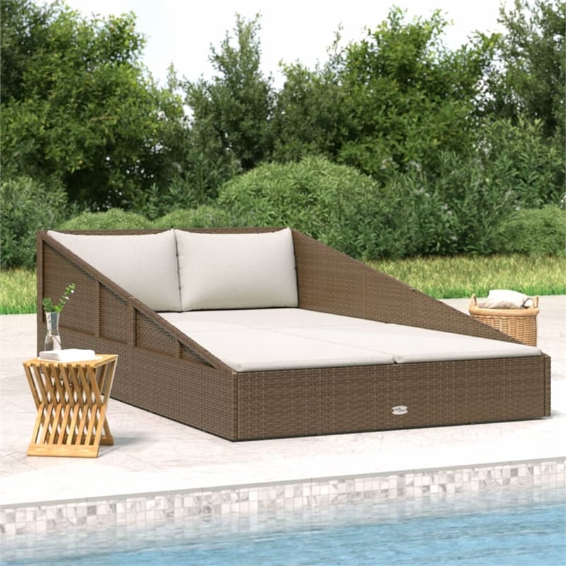 vidaXL PE Rattan Daybed in Brown/Cream White