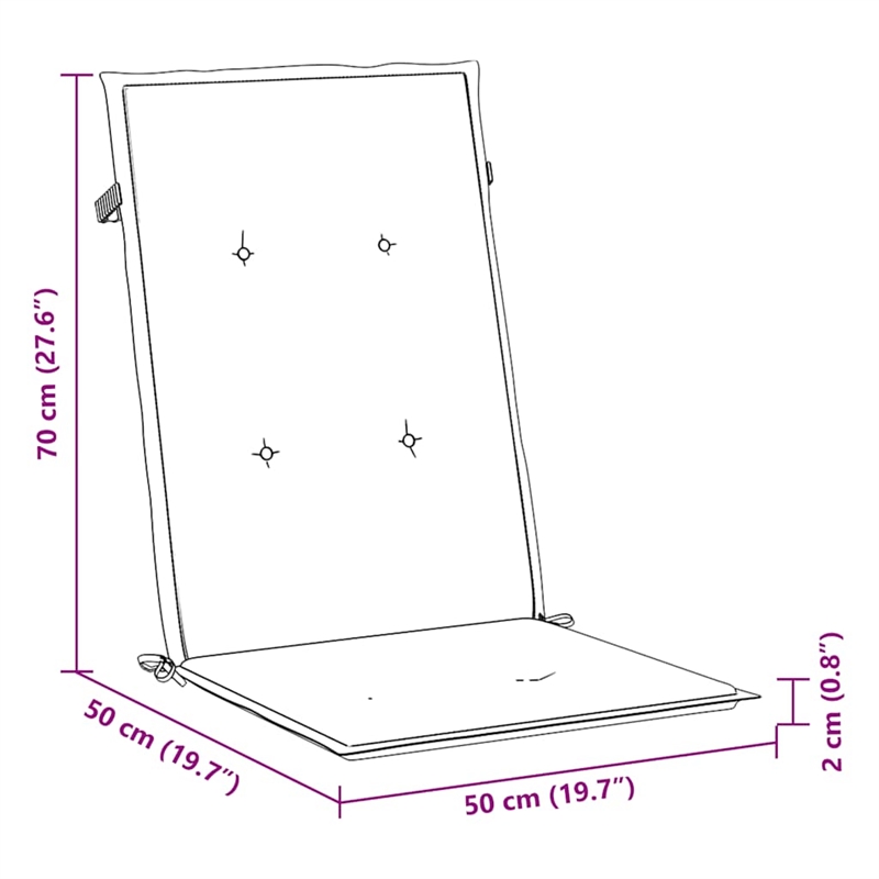 vidaXL Highback Chair Cushion in Anthracite (Set of 2)