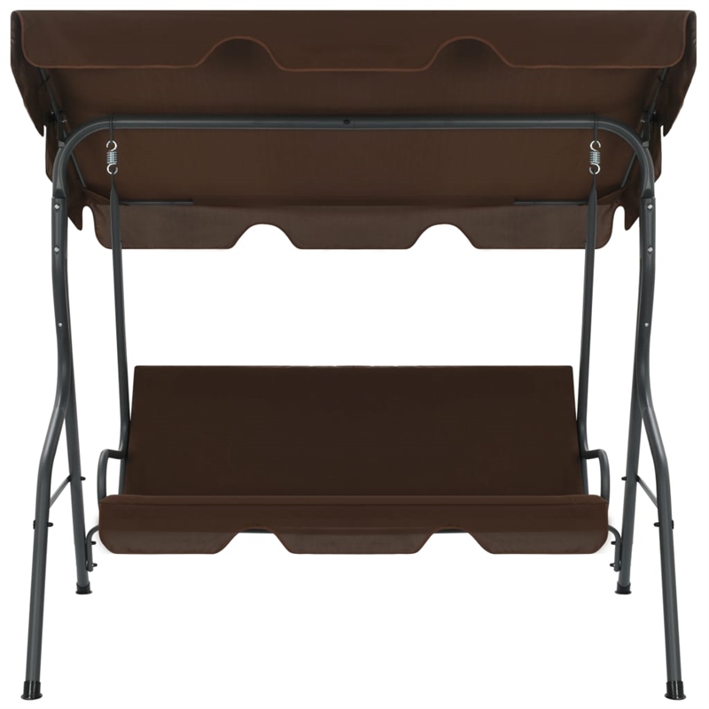 vidaXL Powder-Coated Steel Frame Garden Swing Seat in Coffee/Brown