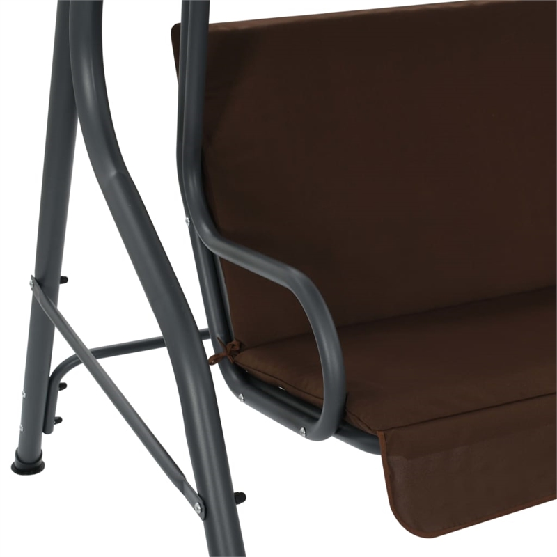 vidaXL Powder-Coated Steel Frame Garden Swing Seat in Coffee/Brown